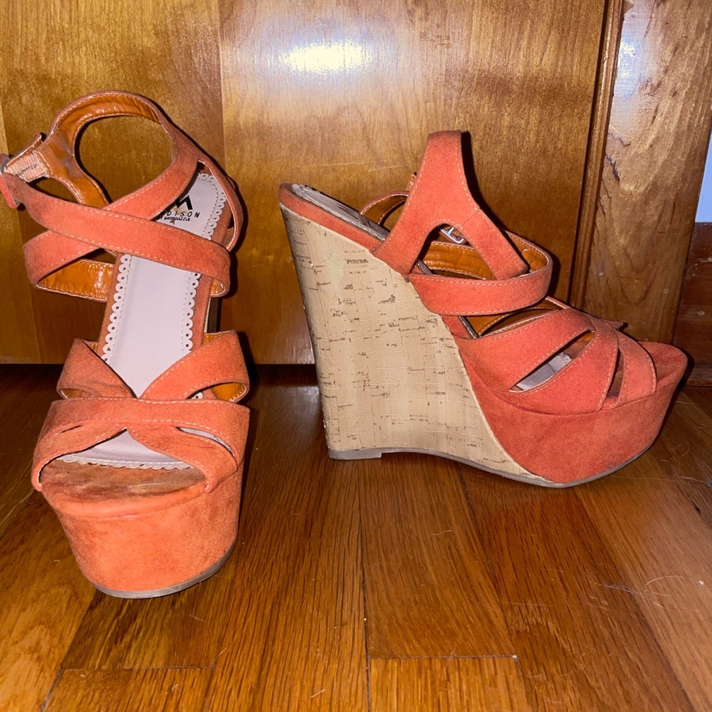 Orange Wedge Platform Sandals